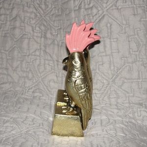 2 Bird Cockatoos Bookend Gold Tone Brass Opalhouse